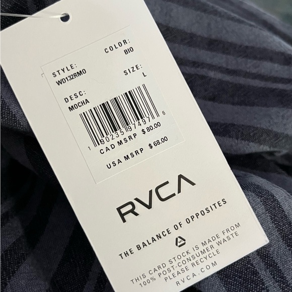 RVCA Blue Striped Midi Linen Cotton Blend Dress Size Large New With Tags - Picture 8 of 8